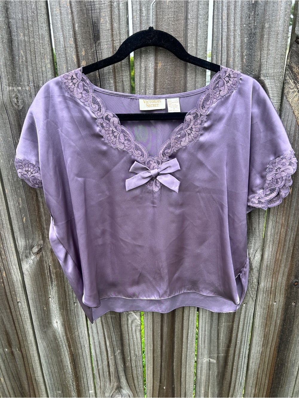 Victoria's Secret Purple Satin Lace-Trim Camisole Top